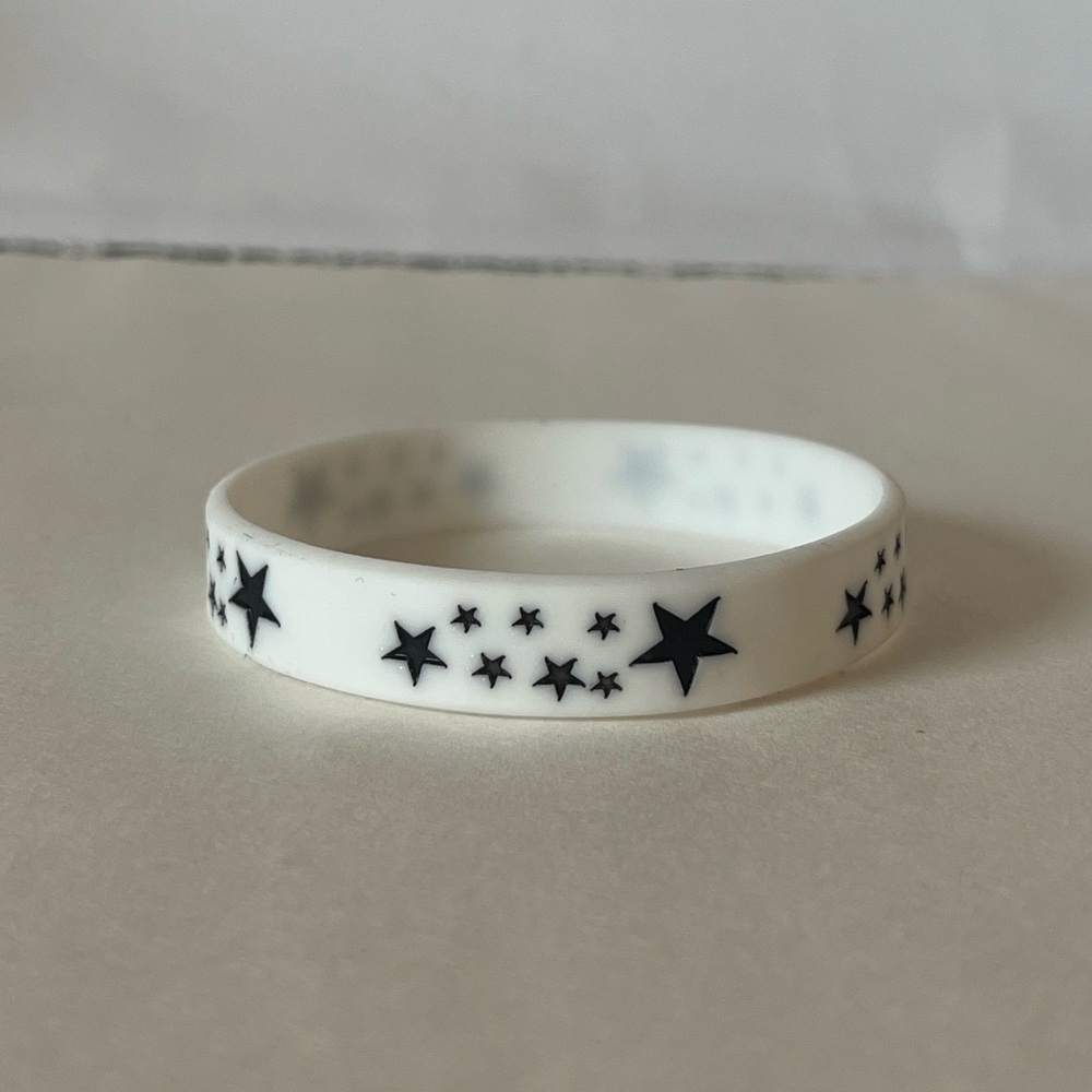 White With Black Stars Rubber Bracelet